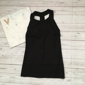 womens xs black knit tank top t back strap athleti